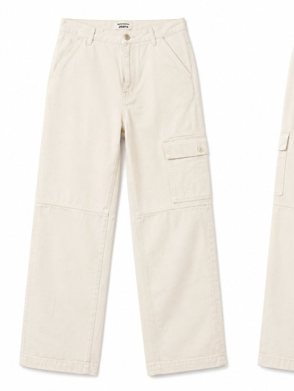 Reformation off white ivory cotton cargo pants
